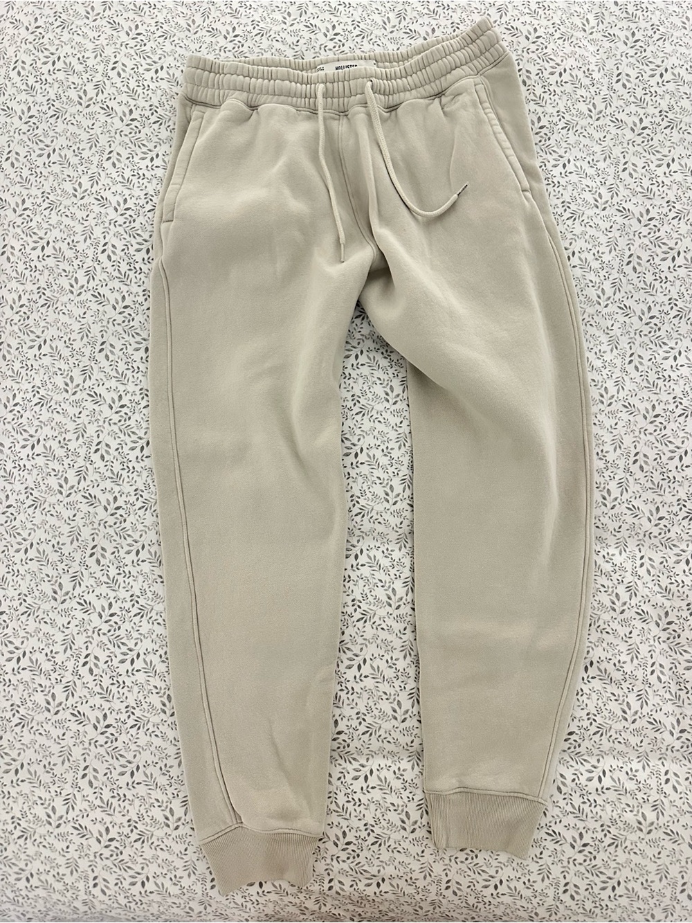Hollister Light Beige Drawstring Jogger Sweatpants